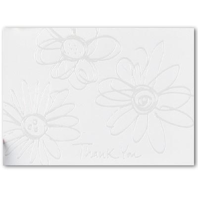 unprinted thank you notes and envelopes bulk large quantities white pearl fill in the blanks daisies design