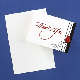 blank thank you notes and envelopes - printable thank you card black red rose