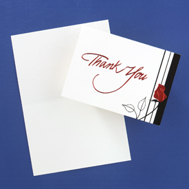blank unprinted thank you notes paper stationery envelopes diy do it yourself black red foil roses
